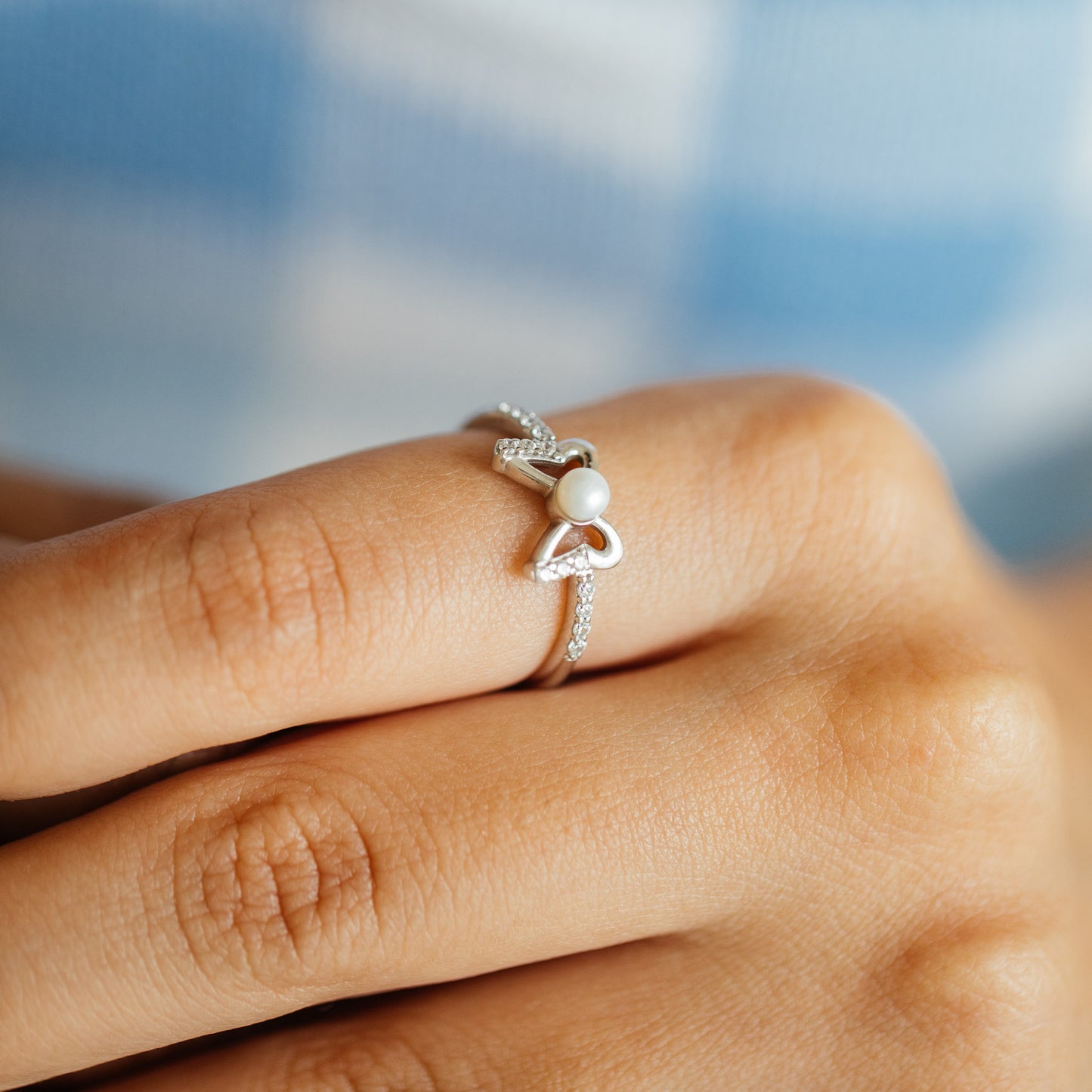 Flutter Pearl & 92.5 Silver Finger Ring