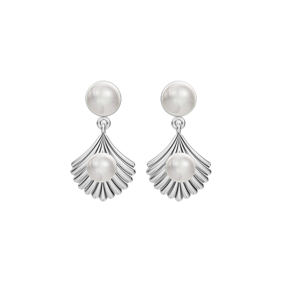 Shellora Pearl & 92.5 Silver Drop Earrings