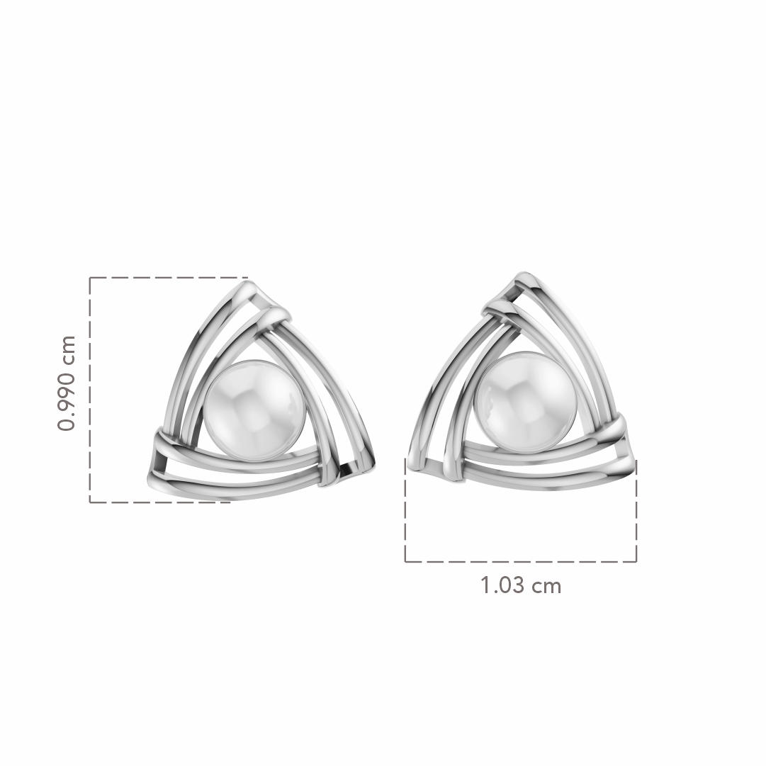 Prism Pearl & 92.5 Silver Studs Earrings