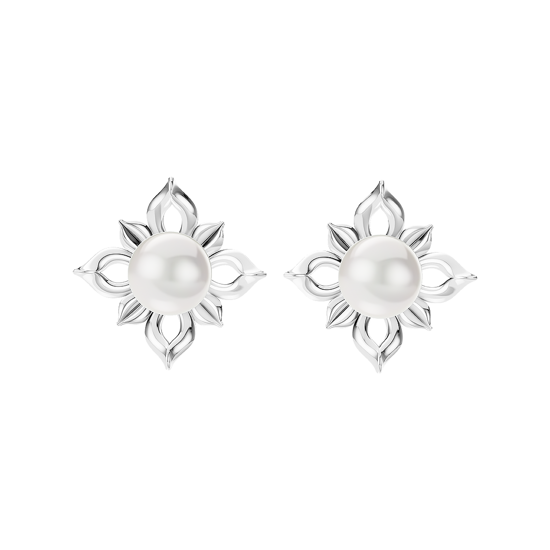 Jasmine Pearl & 92.5 Silver Stud Earrings