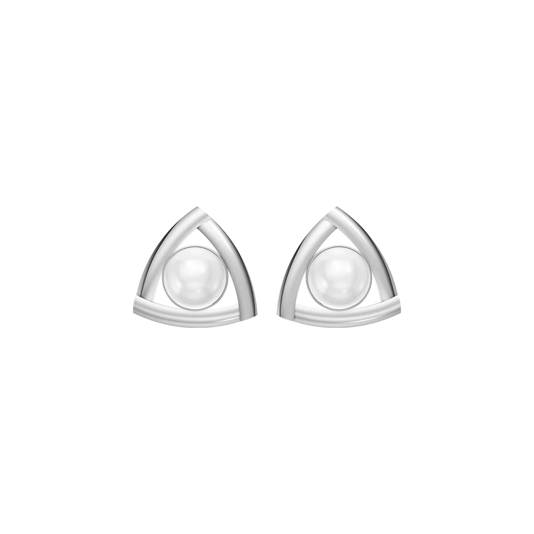 Tria Pearl & 92.5 Silver Studs Earrings