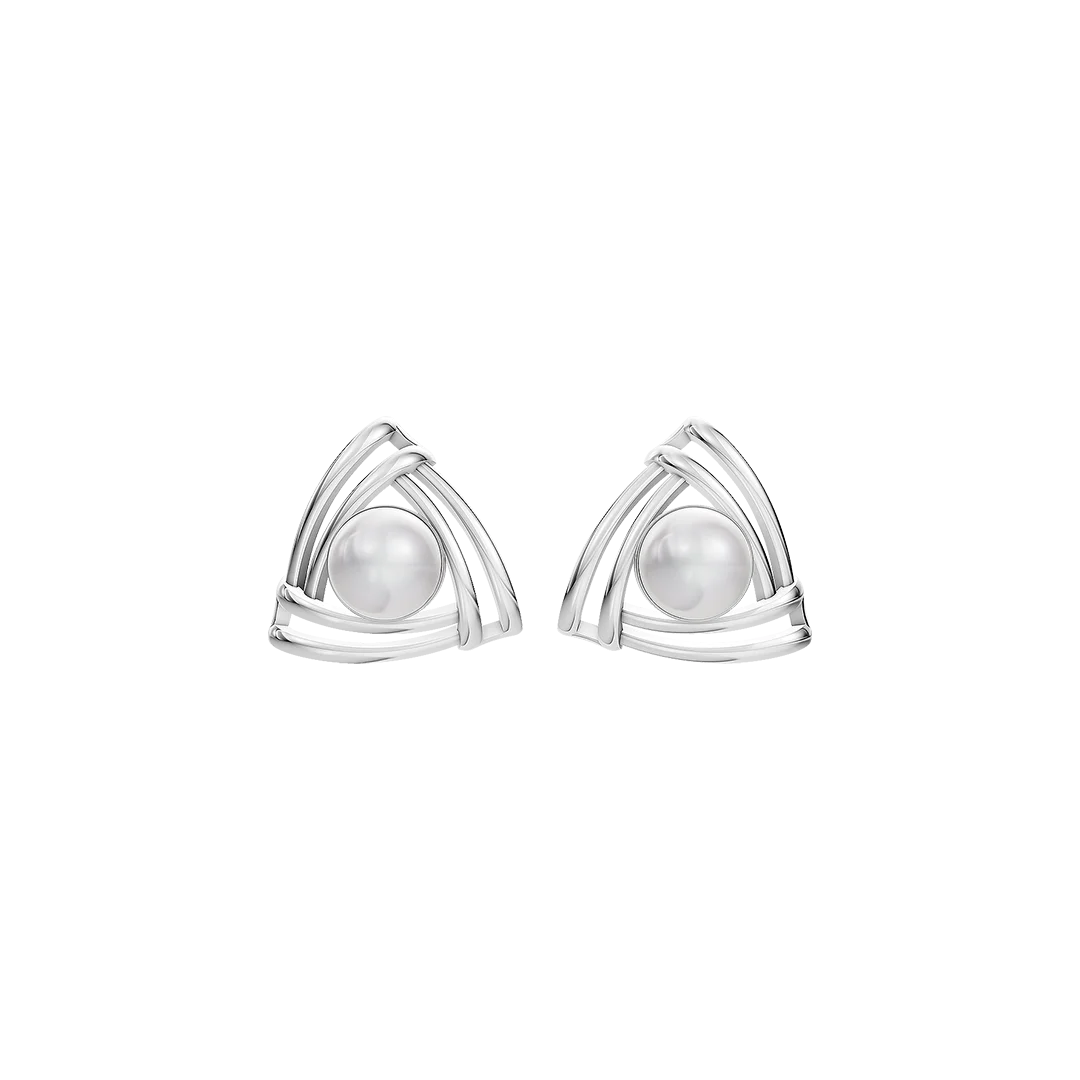 Prism Pearl & 92.5 Silver Studs Earrings