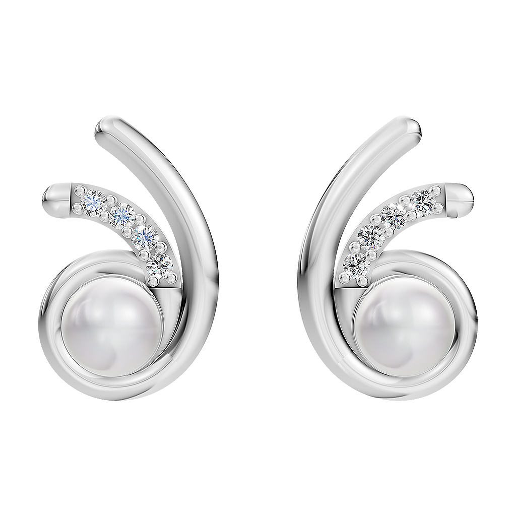 Orbit Pearl & 92.5 Silver Stud Earrings