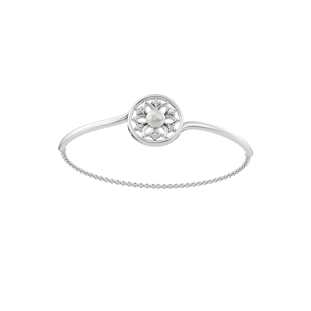 Bloom Pearl & 92.5 Silver Kada/Bracelet