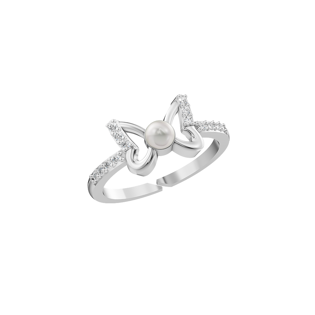 Flutter Pearl & 92.5 Silver Finger Ring