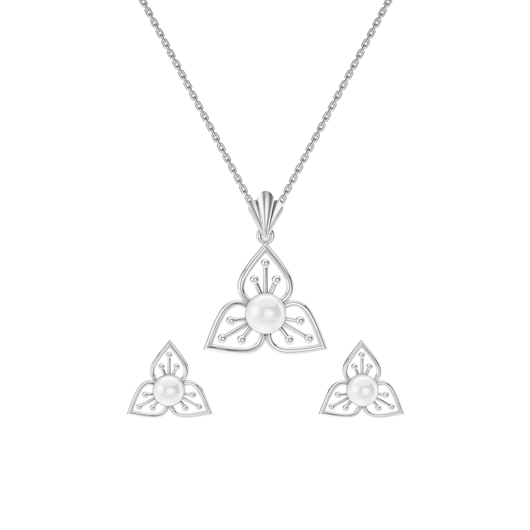 Tria Freshwater Pearl & 92.5 Silver Pendant Set