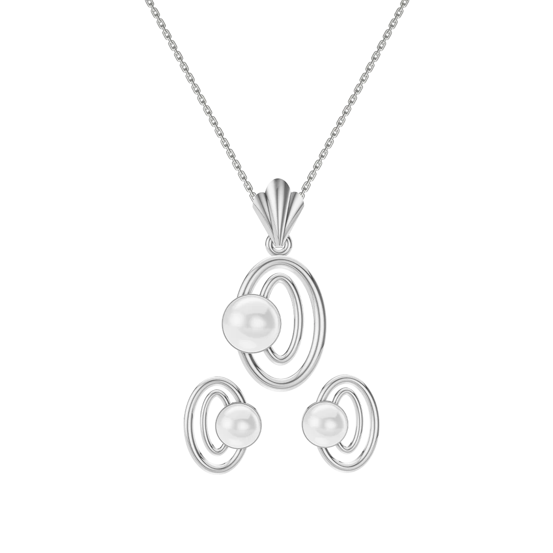 Ellen Freshwater Pearl & 92.5 Silver Pendant Set