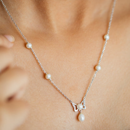 Gypsy Freshwater pearl & 92.5 Silver Necklace Set