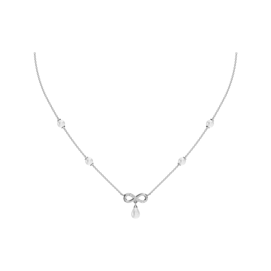 Infinity Freshwater Pearl & 92.5 Silver Necklace Set