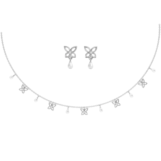 Magical Garden Freshwater Pearl & 92.5 Silver Charms Necklace Set