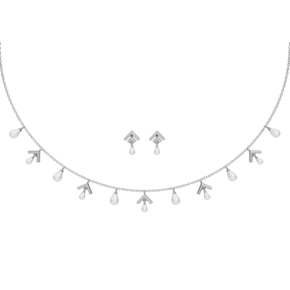 Arlette Charms Freshwater pearl & 92.5 Silver Necklace Set