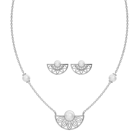 Belle Freshwater Pearl & 92.5 Silver Necklace Set