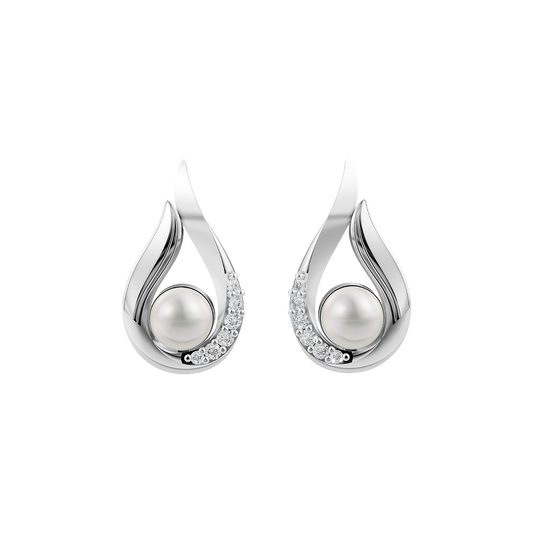Classic Grace Pearl & 92.5 Silver Stud Earrings