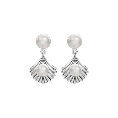 Shellora Pearl & 92.5 Silver Drop Earrings