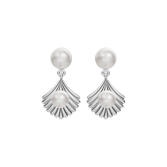 Shellora Pearl & 92.5 Silver Drop Earrings