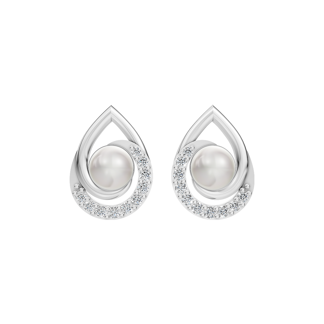 Pearlora Pearl & 92.5 Silver Stud Earrings