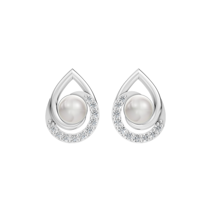 Pearlora Pearl & 92.5 Silver Stud Earrings