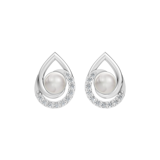 Pearlora Pearl & 92.5 Silver Stud Earrings