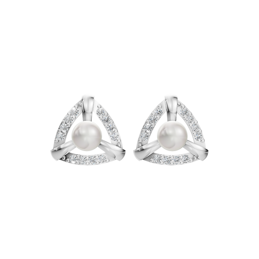 Trinity Pearl & 92.5 Silver Stud Earrings
