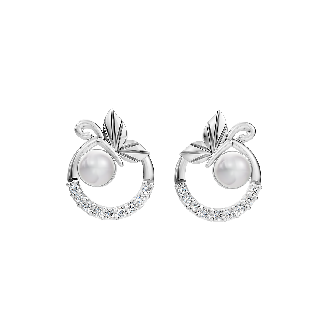 Glofly Pearl & 92.5 Silver Halo Earrings