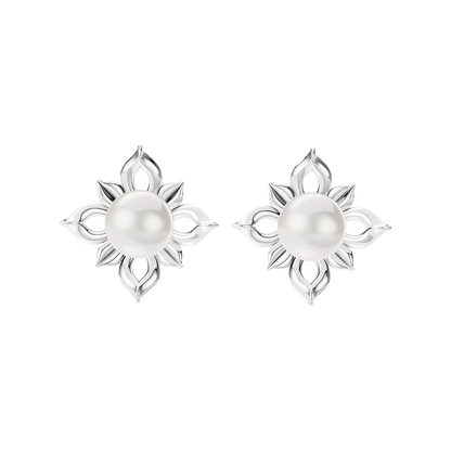 Jasmine Pearl & 92.5 Silver Stud Earrings
