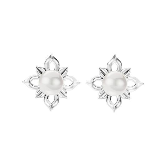 Jasmine Pearl & 92.5 Silver Stud Earrings