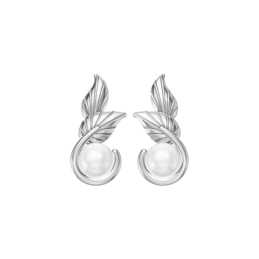 Elara Pearl & 92.5 Silver Studs Earrings