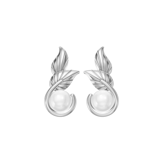 Elara Pearl & 92.5 Silver Studs Earrings