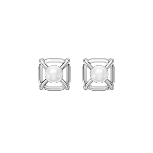 Quadra Pearl & 92.5 Silver Studs Earrings