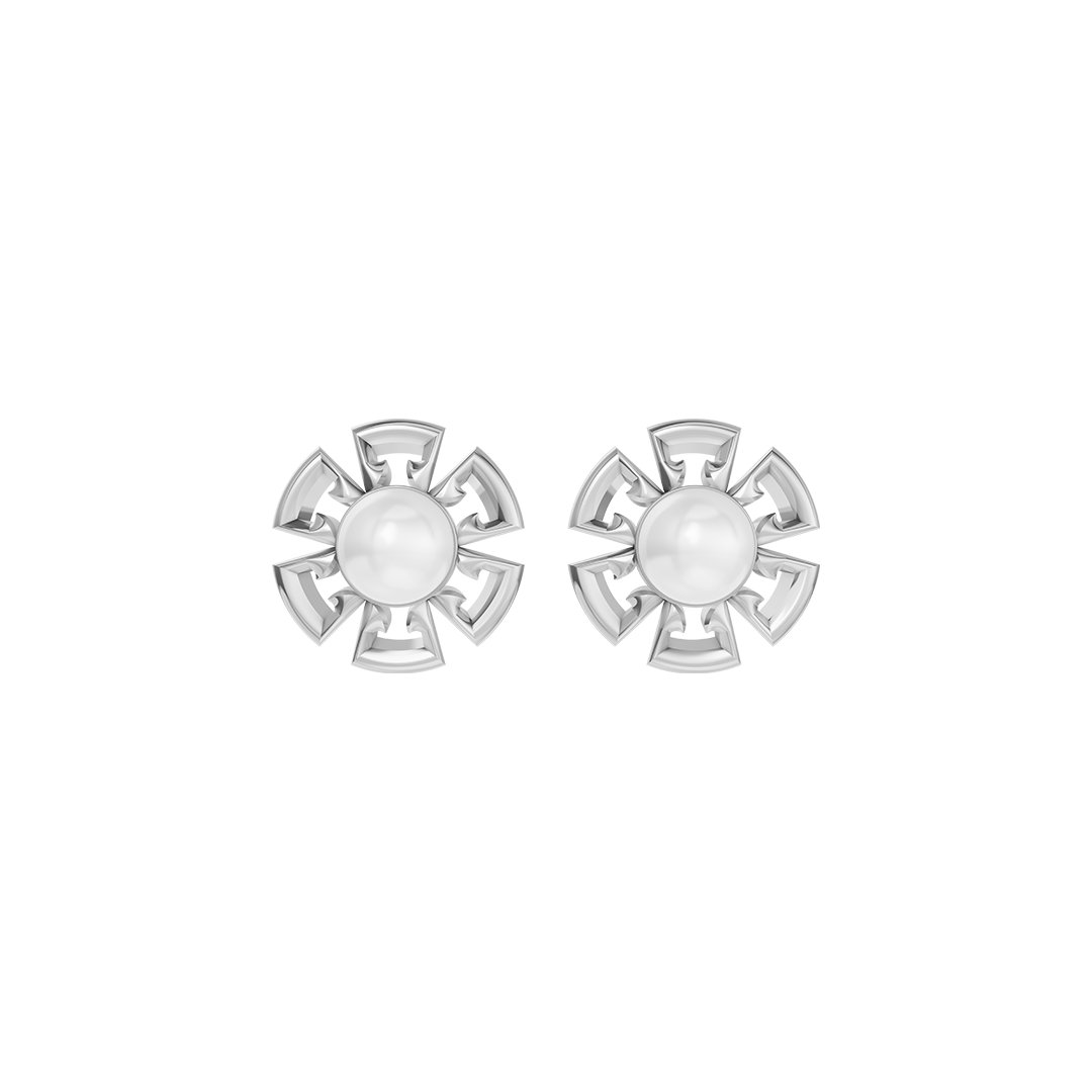 Classic Floral Pearls & 92.5 Silver Earrings