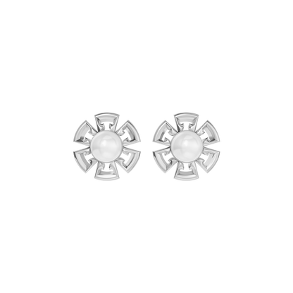 Classic Floral Pearls & 92.5 Silver Earrings