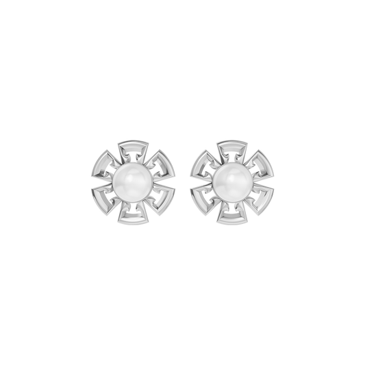 Classic Floral Pearls & 92.5 Silver Earrings