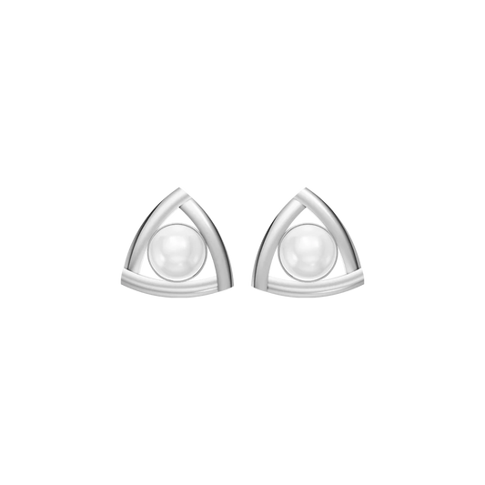 Tria Pearl & 92.5 Silver Studs Earrings