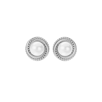Ripple Circle Pearl & 92.5 Silver Studs Earrings