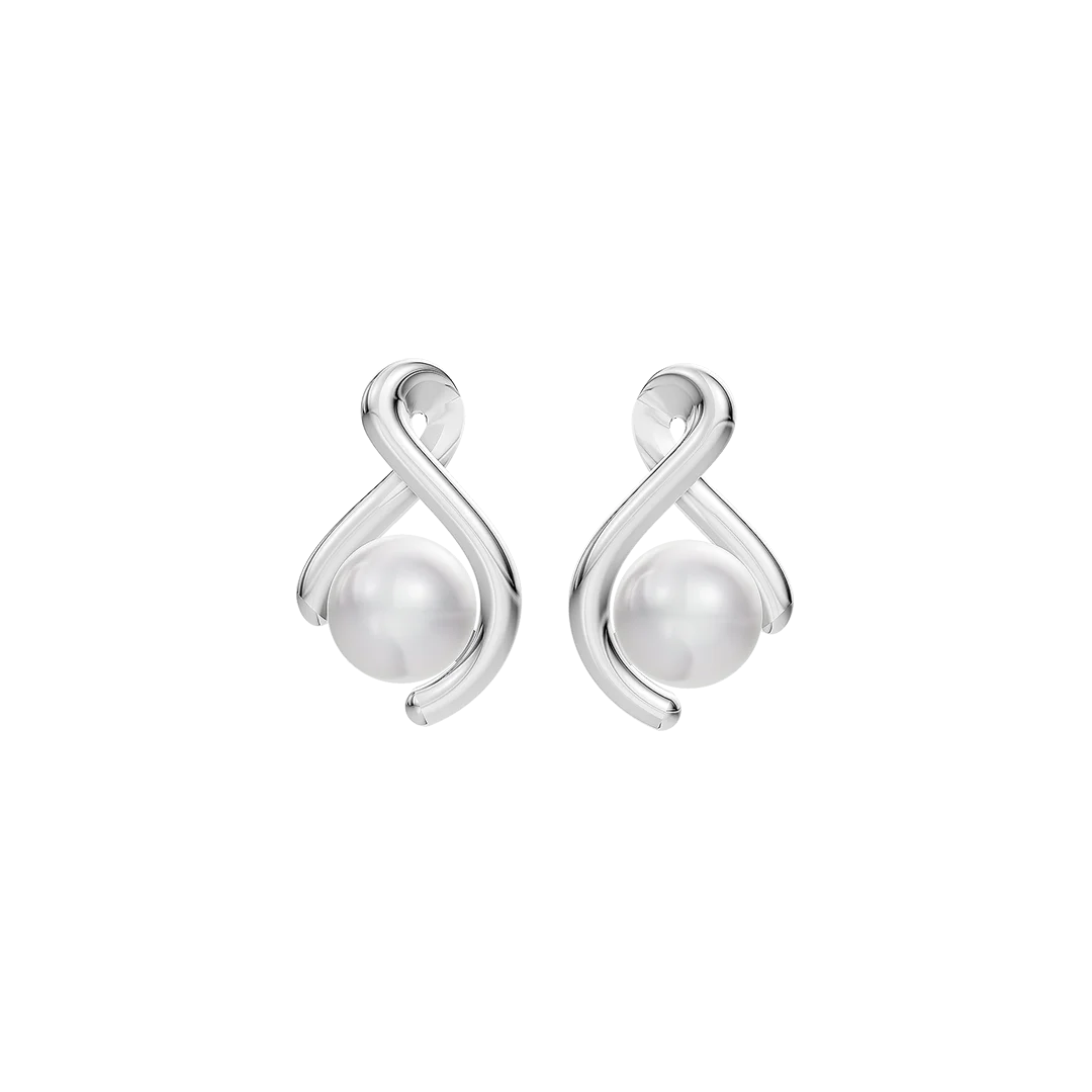 Swirl Pearl & 92.5 Silver Stud Earrings