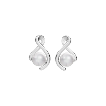 Swirl Pearl & 92.5 Silver Stud Earrings