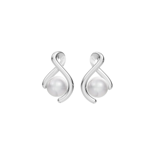 Swirl Pearl & 92.5 Silver Stud Earrings