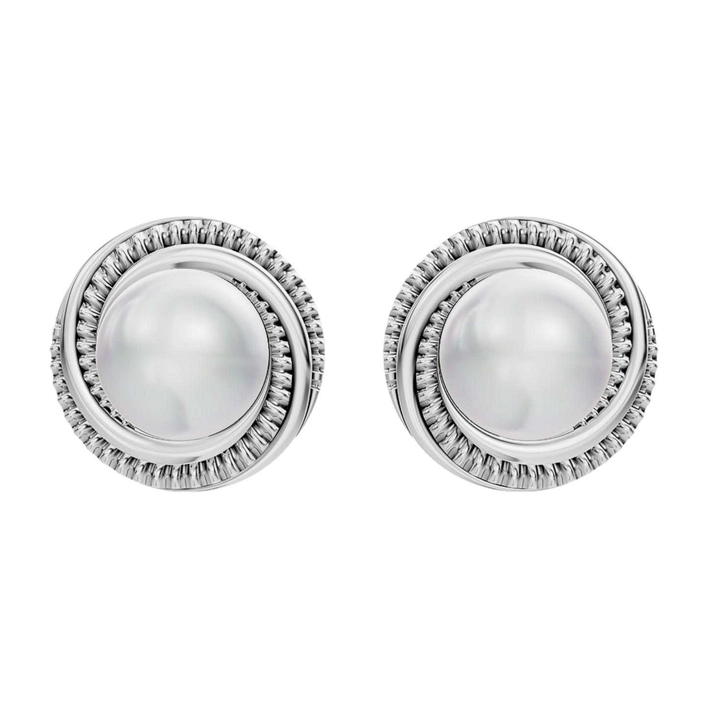 Ripple Circle Pearl & 92.5 Silver Studs Earrings