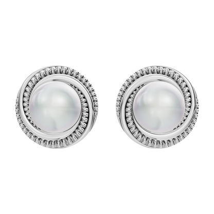 Ripple Circle Pearl & 92.5 Silver Studs Earrings