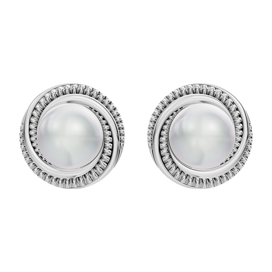 Ripple Circle Pearl & 92.5 Silver Studs Earrings