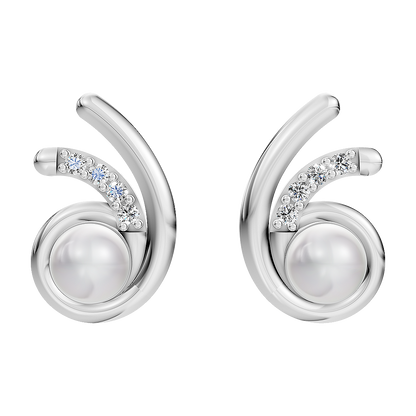 Orbit Pearl & 92.5 Silver Stud Earrings
