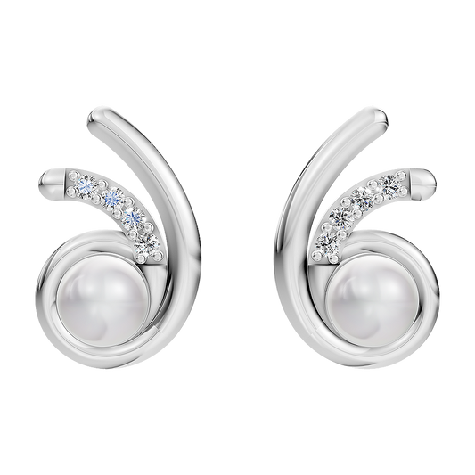 Orbit Pearl & 92.5 Silver Stud Earrings