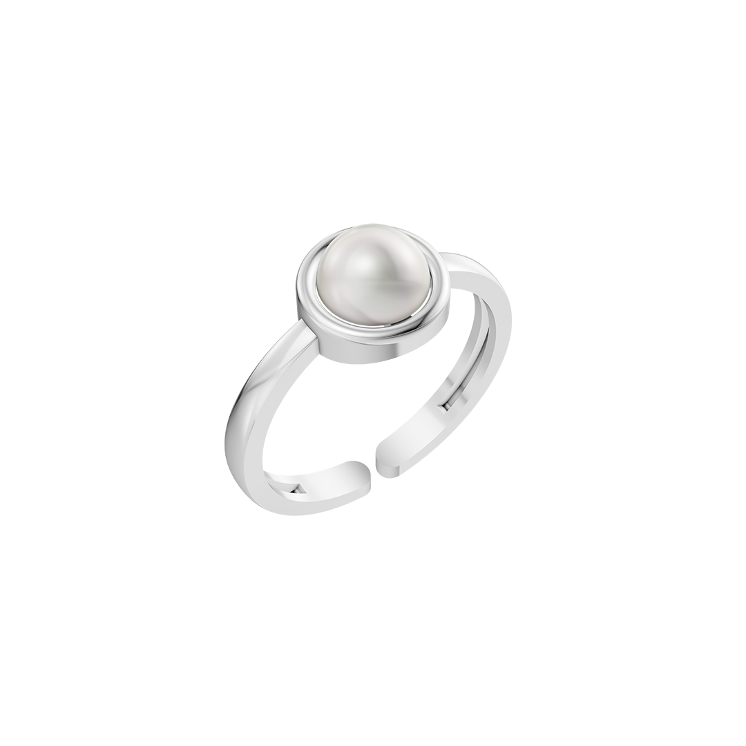 Elegant Pearl & 92.5 Silver Finger Ring