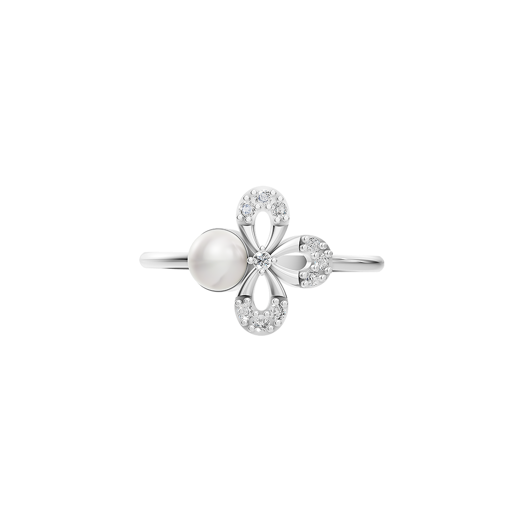 Trillium Pearl & 92.5 Silver Finger Ring