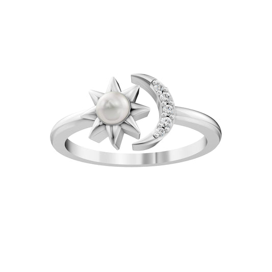 Syzygy Pearl & 92.5 Silver Finger Ring