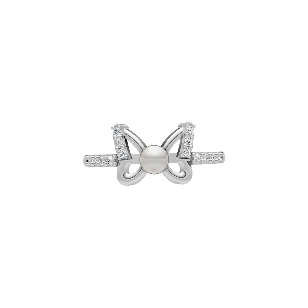 Flutter Pearl &  92.5 Silver Finger Ring